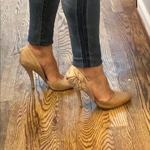 Taupe heels with a side rose